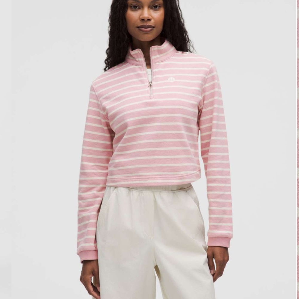 Lululemon Cotton French Terry Cropped Half Zip